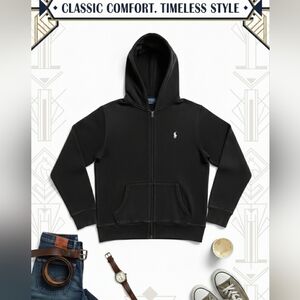 Polo Ralph Lauren Black Full‑Zip Hoodie Sweatshirt (Men’s)